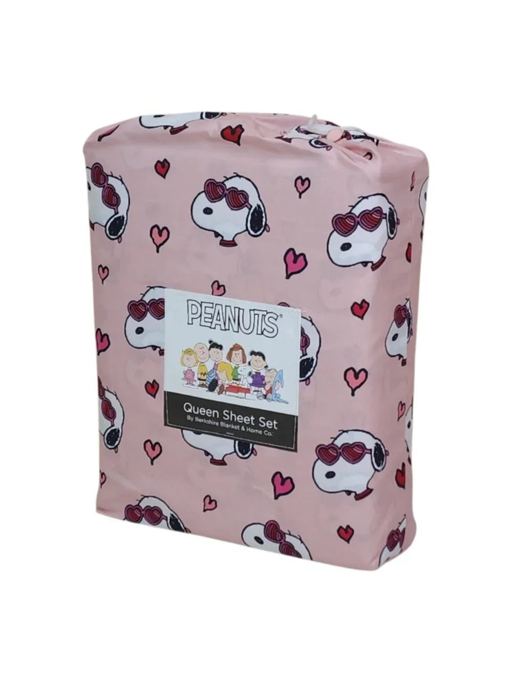 Peanuts Snoopy Queen Sheet Set By Berkshire Hearts Valentines Glasses Pink